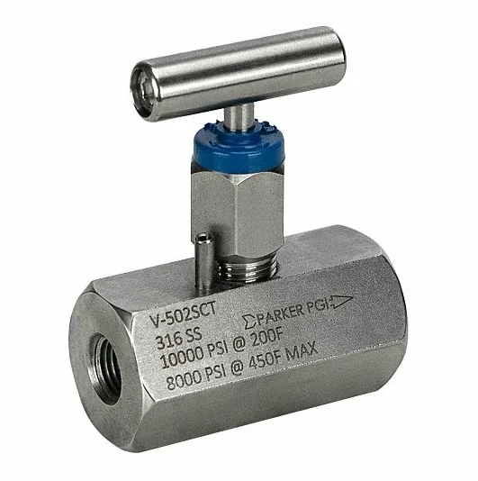 Vanne à Aiguille PGI International V-506SCT, Inox 316, 1/2" FNPT X MNPT - Neuf Stock Ancien